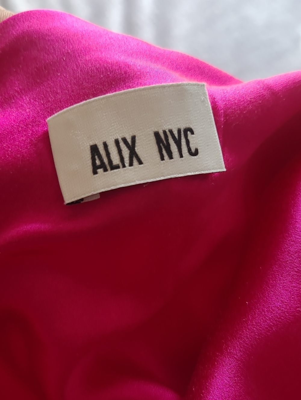 Alix NYX 100% Silk Quincy Midi Slip Dress Magenta Pink Drape Back Wmn Small Chic - Picture 11 of 16